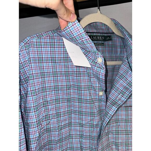 Lauren Ralph Lauren Plaid Button Down Dress Shirt Size 18 36/37 - Picture 3 of 5